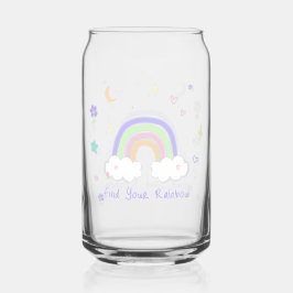 Vaso Con Forma De Lata Vaso de vidrio con sueños de arcoíris pastel
