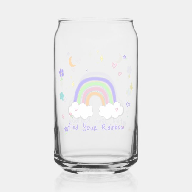 Vaso Con Forma De Lata Vaso de vidrio con sueños de arcoíris pastel (Anverso)