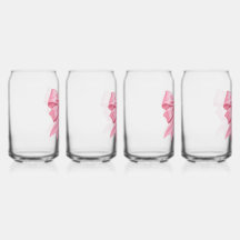 Vaso para bebida con lazo de satén rosa