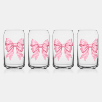 Vaso Con Forma De Lata Vaso para bebida con lazo de satén rosa