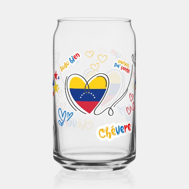 Vaso Con Forma De Lata Venezuela Corazón y Frases Positivas (Anverso)