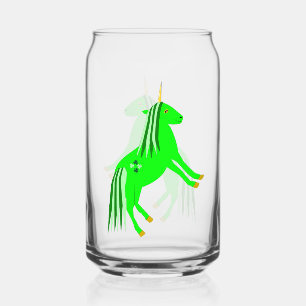 Vaso Con Forma De Lata Verde irlandés lindo y unicornio de oro