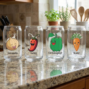 Vaso Con Forma De Lata Verduras sonrientes personalizadas para niños