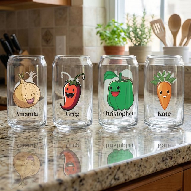 Vaso Con Forma De Lata Verduras sonrientes personalizadas para niños (Subido por el creador)