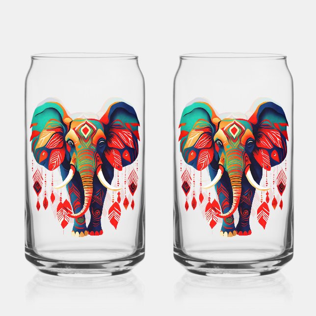 Vaso Con Forma De Lata Vibrant Boho Chic Elephant (Anverso)
