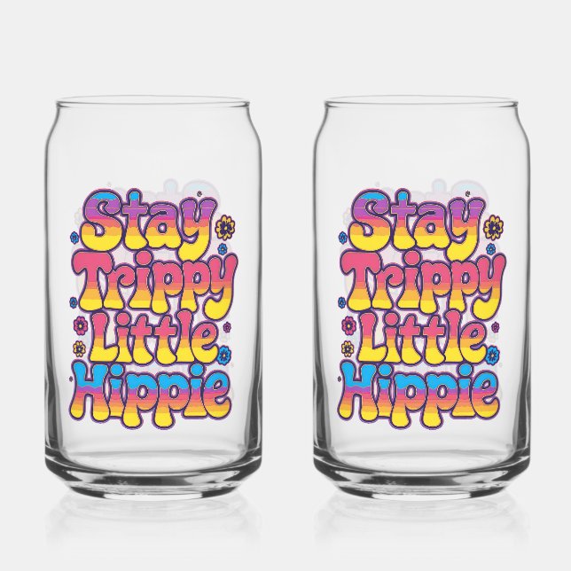 Vaso Con Forma De Lata Vibrant Rainbow Stay Trippy Hippie Quote (Anverso)
