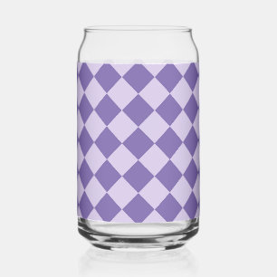 Vaso Con Forma De Lata Vidrio con patrón de diamante de cuadros púrpura