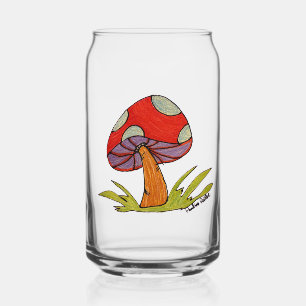 Vaso Con Forma De Lata Vidrio de Champiñón Rojo