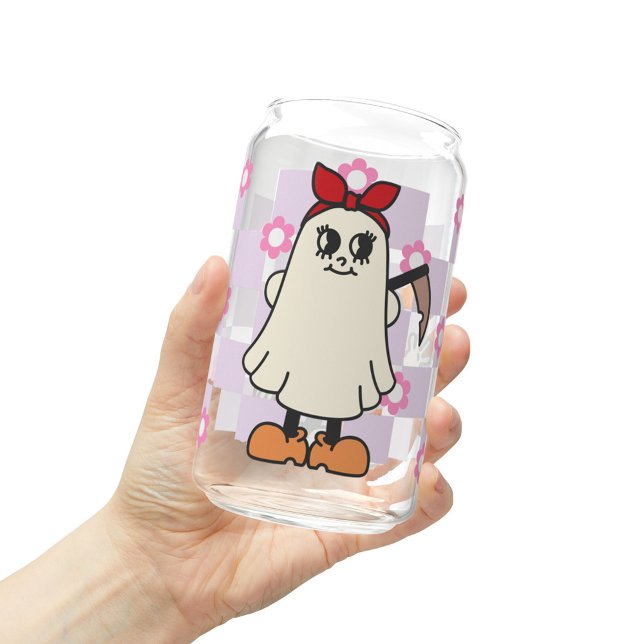 Vaso Con Forma De Lata Vidrio de Halloween fantasma y calabaza, regalo de (Subido por el creador)