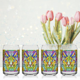 Vaso Con Forma De Lata Vidrio moderno con manchas de gato - Mosaico kitty