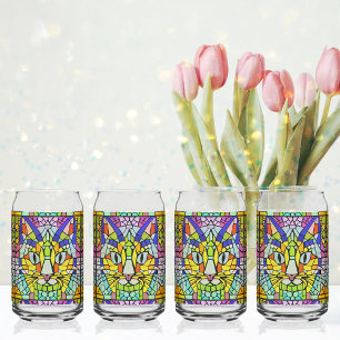 Vaso Con Forma De Lata Vidrio moderno con manchas de gato - Mosaico kitty