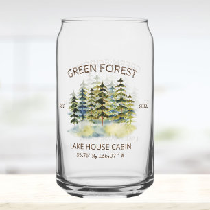 Vaso Con Forma De Lata Vintage Foggy Green Forest Watercolor Lodge