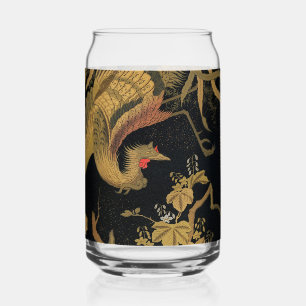 Vaso Con Forma De Lata Vintage japonés Phoenix Gold Black Bird