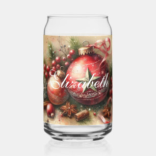 Vaso Con Forma De Lata Vintage Pastel Watercolor Ornamentos navideños