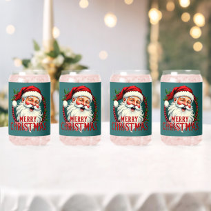 Vaso Con Forma De Lata Vintage Santa Merry Ilustracion navideño