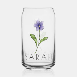 Vaso Con Forma De Lata VIOLET Febrero Nacimiento Flor Nombre personalizad