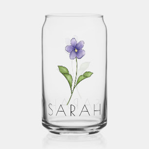 Vaso Con Forma De Lata VIOLET Febrero Nacimiento Flor Nombre personalizad