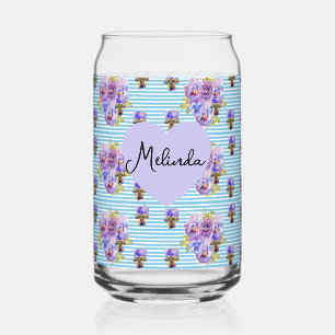 Vaso Con Forma De Lata Violeta Floral Lila Pansy Nombre de Mujer Azul