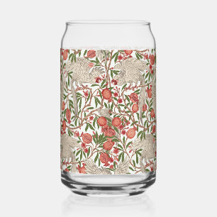Vaso Con Forma De Lata Walter Crane Cacatúa Blanca Granada Roja Arte