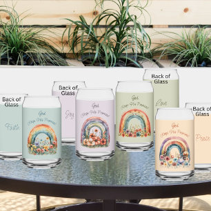 Vaso Con Forma De Lata Watercolor Faith Rainbow Flowware Drinkware Set 4