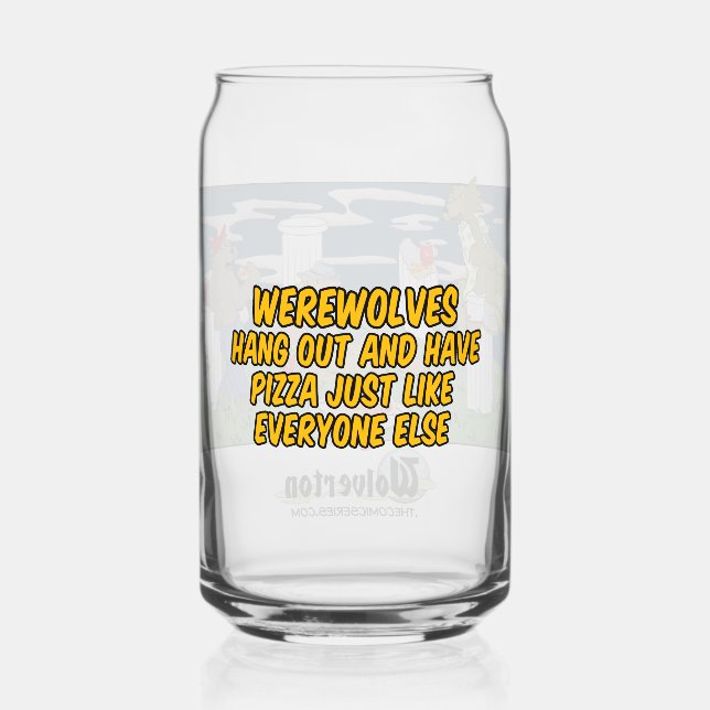 Vaso Con Forma De Lata Werewolves Havinf Pizza Glass (Reverso )