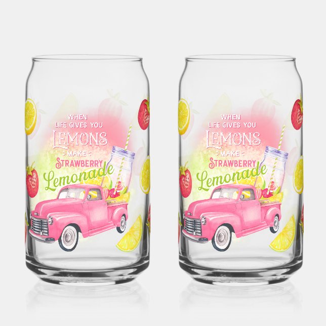 Vaso Con Forma De Lata 'When Life Gives You Lemons, Make Strawberry Lemon (Izquierda)
