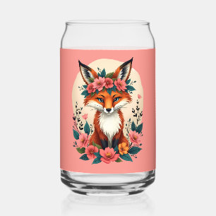 Vaso Con Forma De Lata Whimsical Boho Fox con la florida Tierra de la Cor