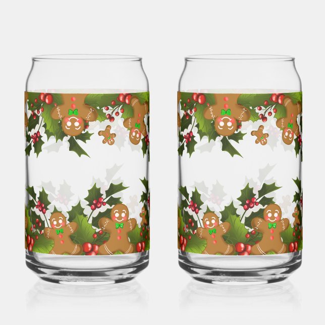 Vaso Con Forma De Lata Whimsical Christmas Greenery & Gingerbread Men (Anverso)