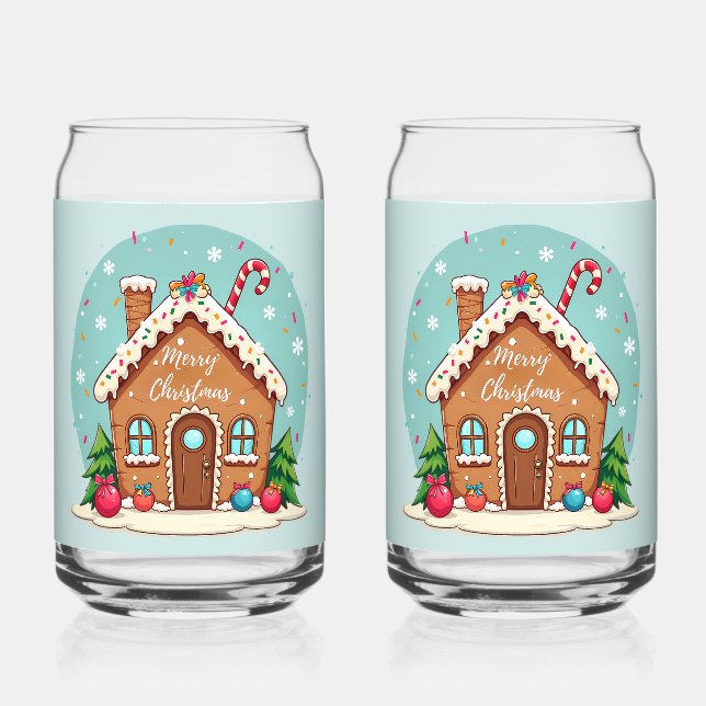 Vaso Con Forma De Lata Whimsical Gingerbread House Christmas Scene (Anverso)