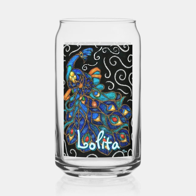 Vaso Con Forma De Lata Whimsical Peacock Chalk Pastel Bird Personalizado (Anverso)