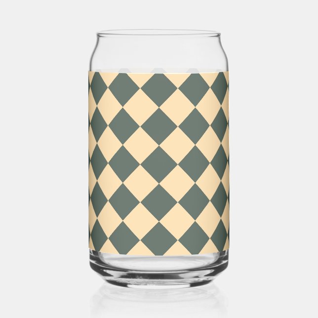 Vaso Con Forma De Lata Yellow Green Checker Diamond Pattern (Anverso)