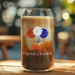 Vaso Con Forma De Lata Yo hago barbacoa floral patriótica