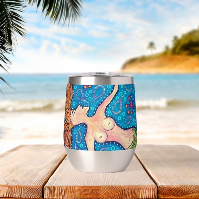 Vaso con forma de sirena para vino Botella de agua (Playa (girada))