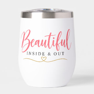 Vaso con letra rosa 'Hermoso por dentro y por fuer