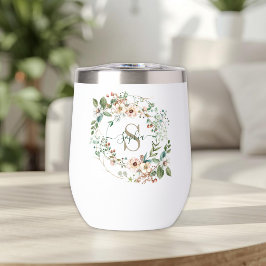 Vaso con Monograma de Nombre Floral Personalizado 