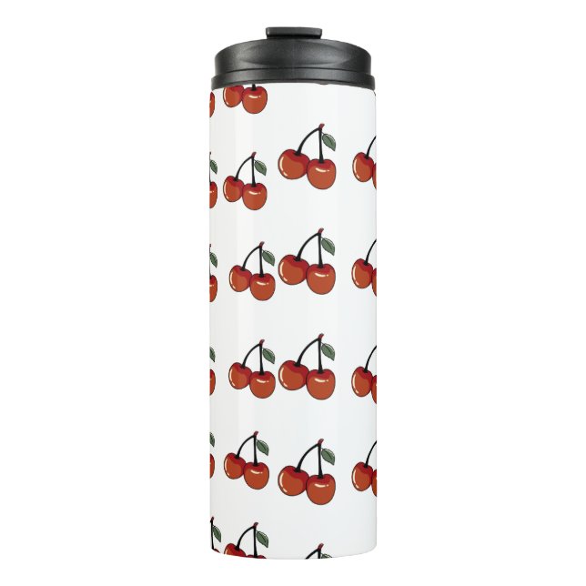 Vaso de Acero Inoxidable con Patrón de Cerezas Roj (Anverso)