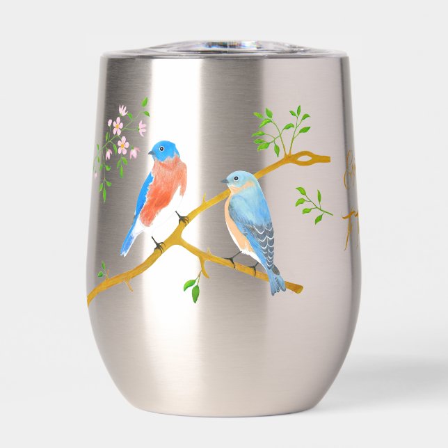 Vaso de Acero Inoxidable para Vino Bluebirds (Frente)