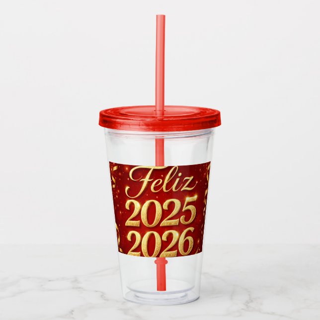 Vaso de Acrílico con Diseño “Feliz 2025–2026” | Id (Anverso)