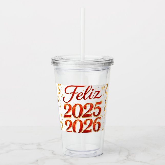 Vaso de Acrílico con Diseño “Feliz 2025–2026” | Id (Anverso)