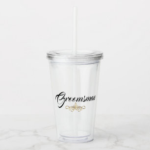Vaso de acrílico para boda del padrino de la boda