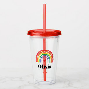 Vaso de acrílico personalizado con arcoíris y cora