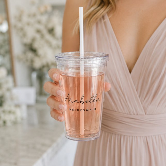 Vaso de acrílico | Taza personalizada para regalo  (Personalized bridesmaid acrylic tumbler with custom name and bridal party role.)