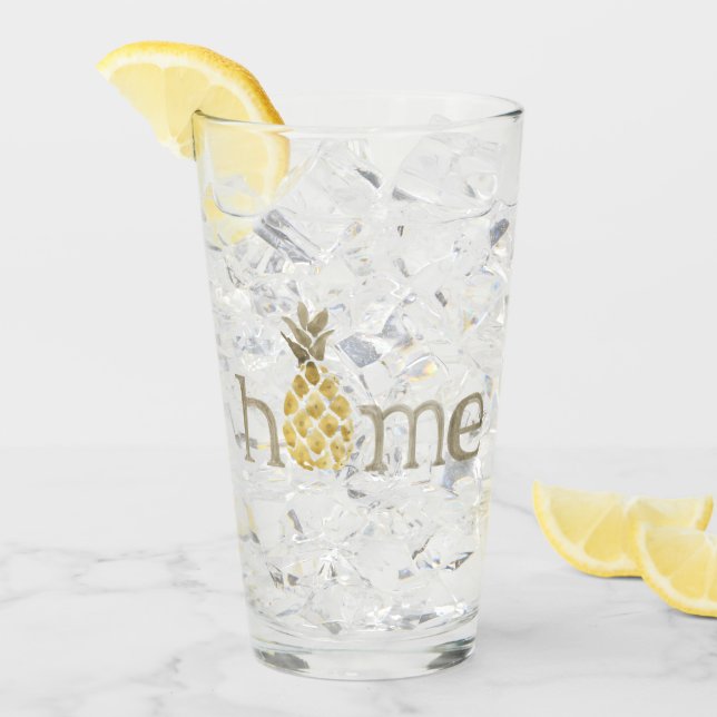 Vaso de Acuarela de Piña Casa (Anverso (hielo))