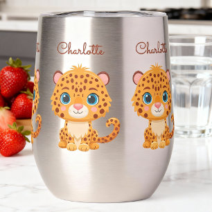 Vaso de agua para niños con lindo bebé leopardo de