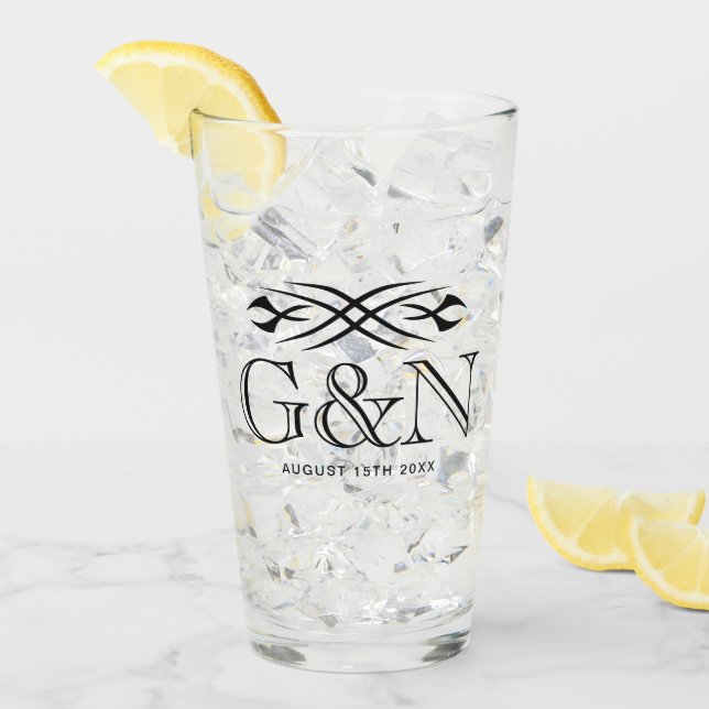Vaso de bebida de boda personalizado con diseño de (Anverso (hielo))