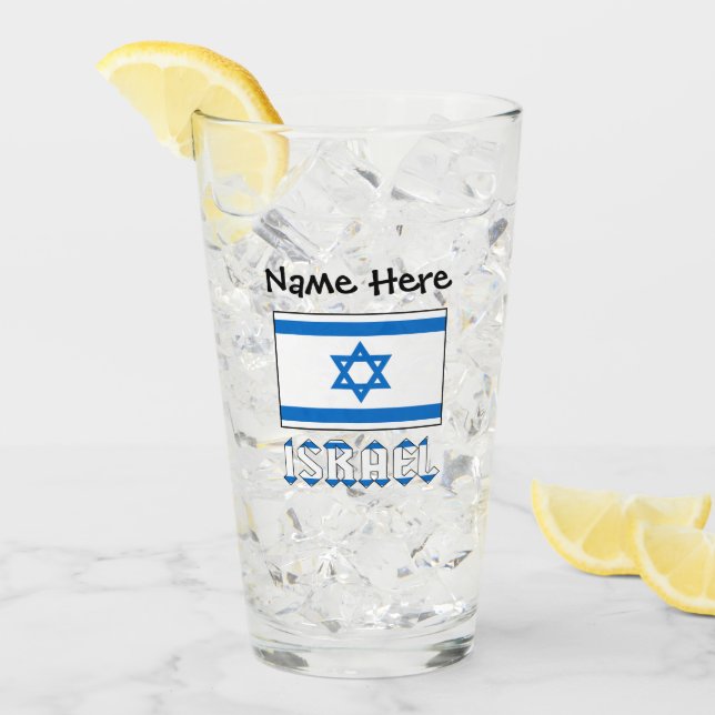 Vaso de bebida personalizado con Israel y la bande (Anverso (hielo))