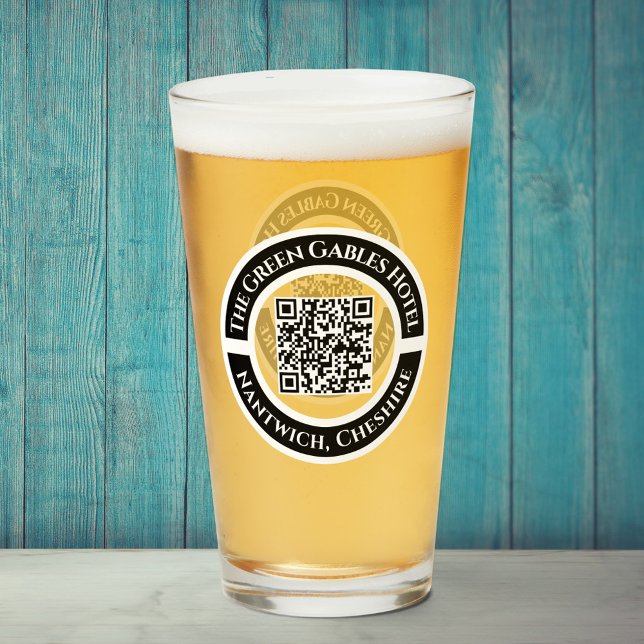 Vaso de bebidas de hotel o bar con código QR (Subido por el creador)