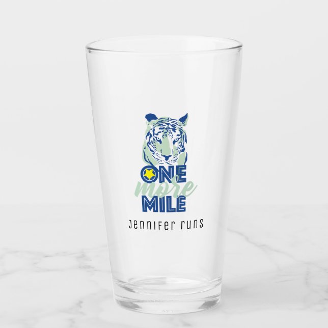 Vaso de cerveza azul motivacional "Una milla más"  (Anverso)