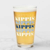 Vaso de cerveza azul y blanco Kippis