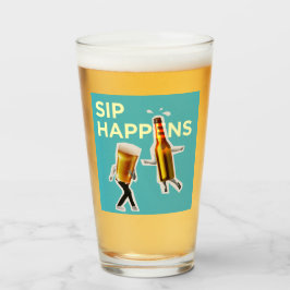 Vaso de cerveza caprichoso y divertido "Sip Happen